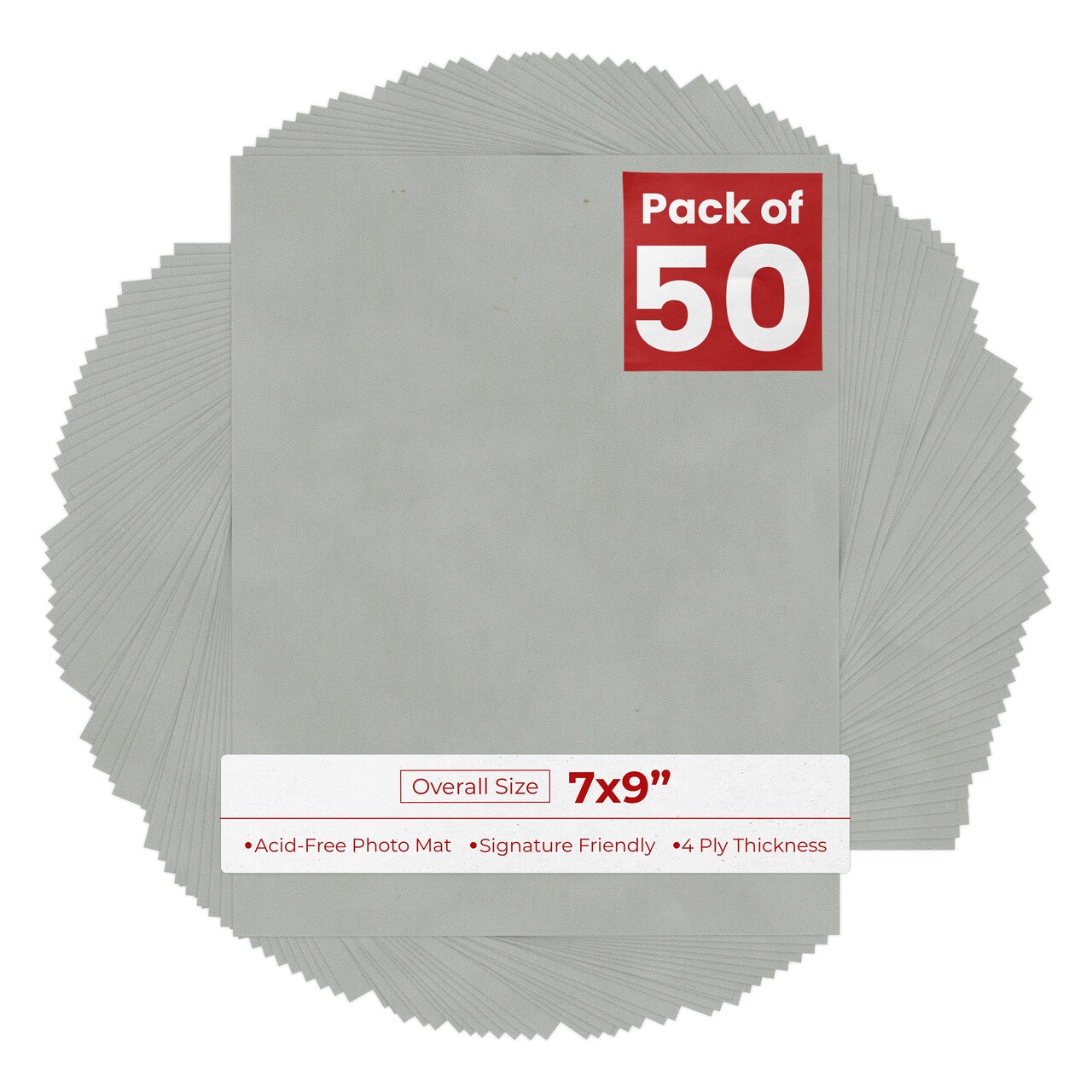 Light Grey Suede 7x9 Uncut Mat Board - Blank Sheets, No Opening